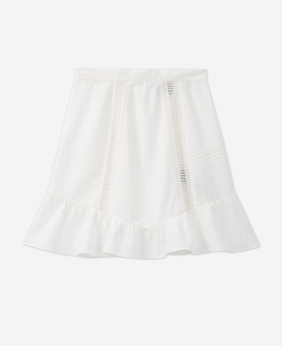 cotton ecru short skirt w/ broderie anglaise