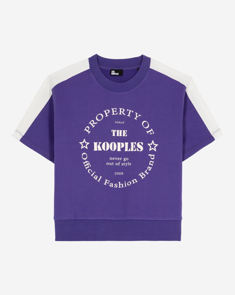 The Kooples FEMME ELECTRIC BLUE sweatshirt manches courtes avec sérigraphie violet