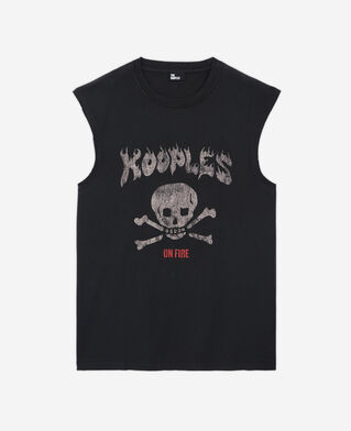 The Kooples HOMME BLACK WASHED t-shirt homme s&eacute;rigraphi&eacute; noir