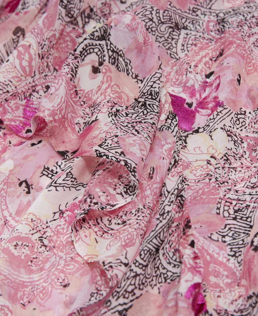 falda larga rosa fluida estampado floral