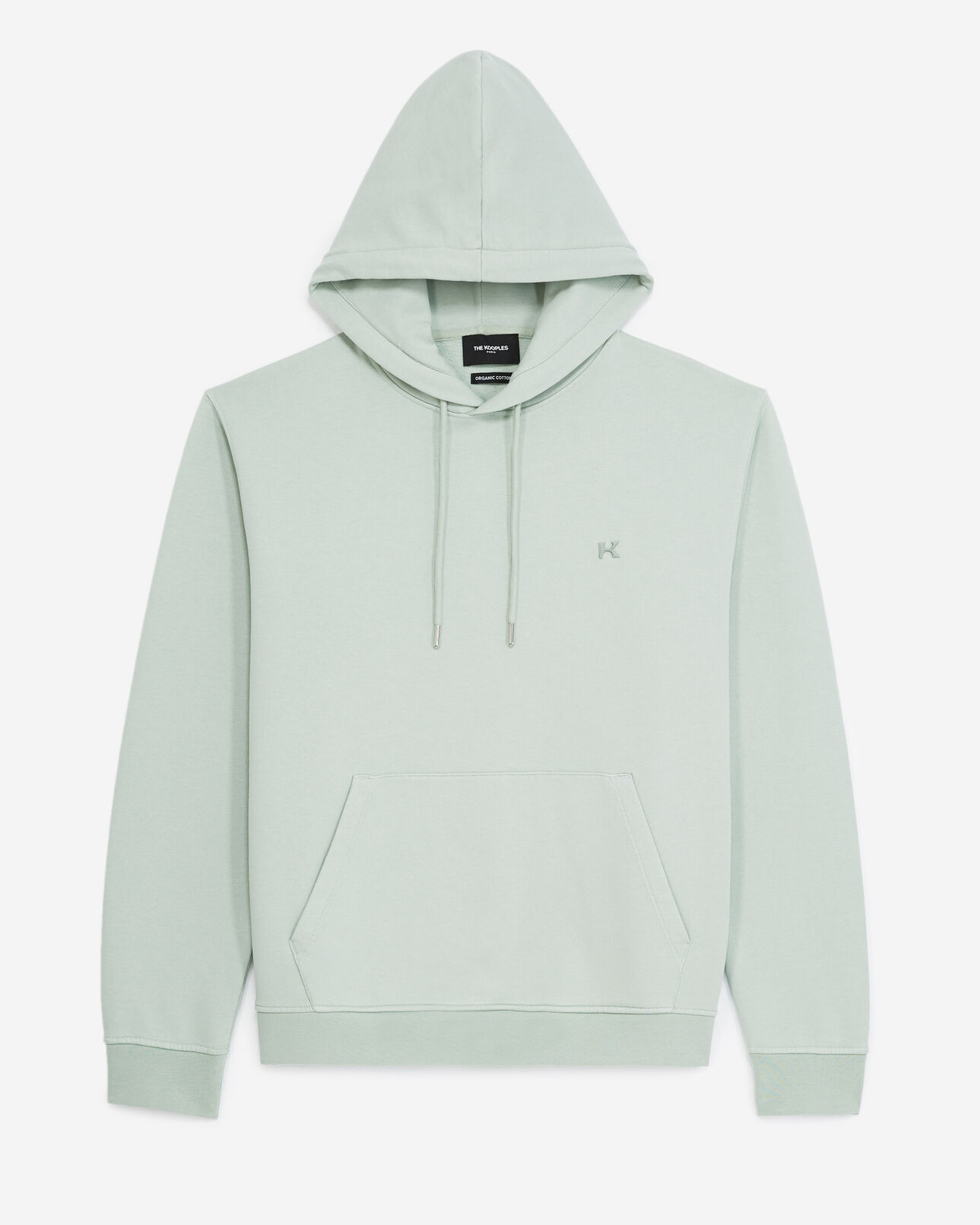 The Kooples HOMME FROSTY GREEN sweat capuche vert menthe à logo gomme
