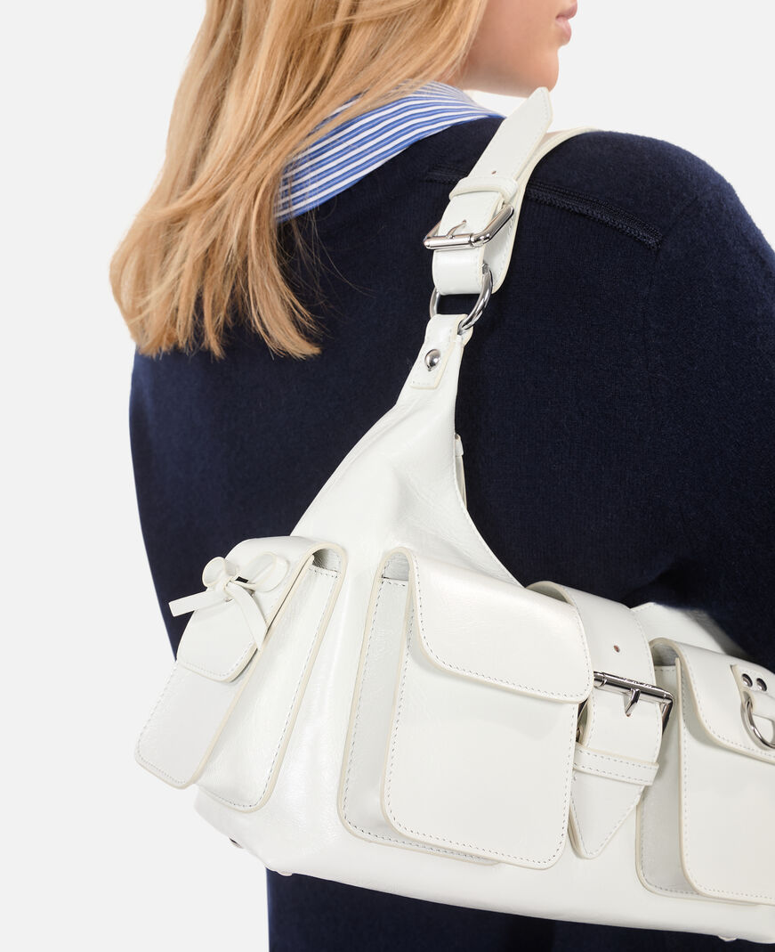 The Kooples DAMEN WHITE weiße amelia tasche aus leder mit vintage-behandlung