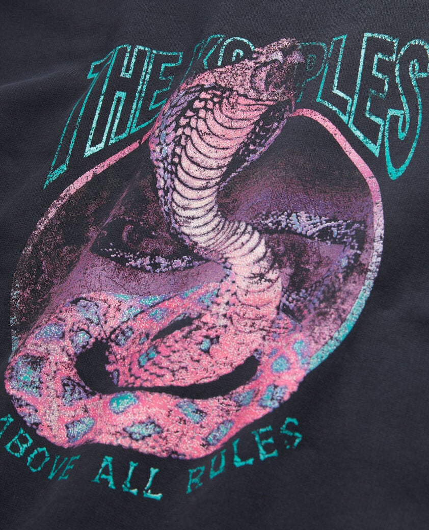 The Kooples WOMEN BLACK WASHED women's black sweatshirt with cobra serigraphy