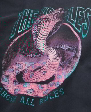 The Kooples WOMEN BLACK WASHED women's black sweatshirt with cobra serigraphy