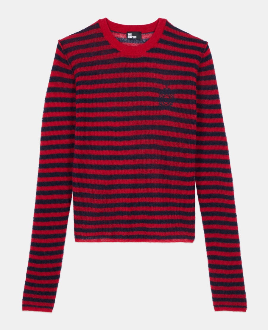 The Kooples WOMEN RED / BLUE striped mohair sweater 