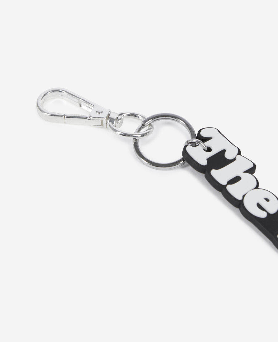 The Kooples F WHITE black and white logo bag charm