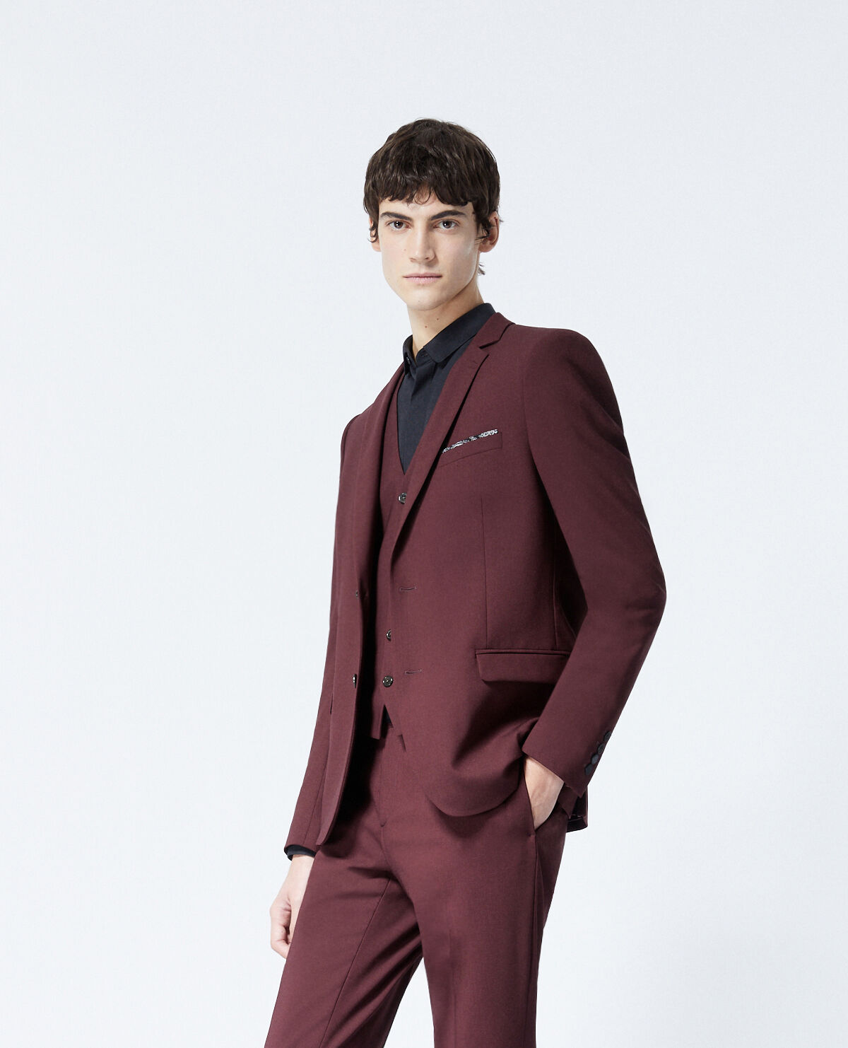 Burgundy suit hot sale zara