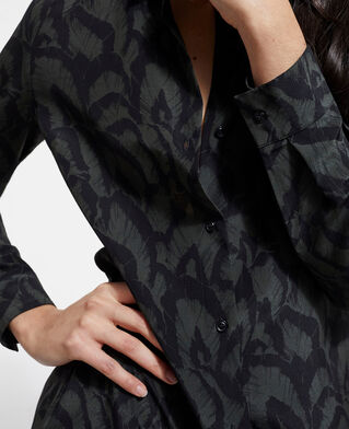 The Kooples F KAKI BLACK long printed silk dress