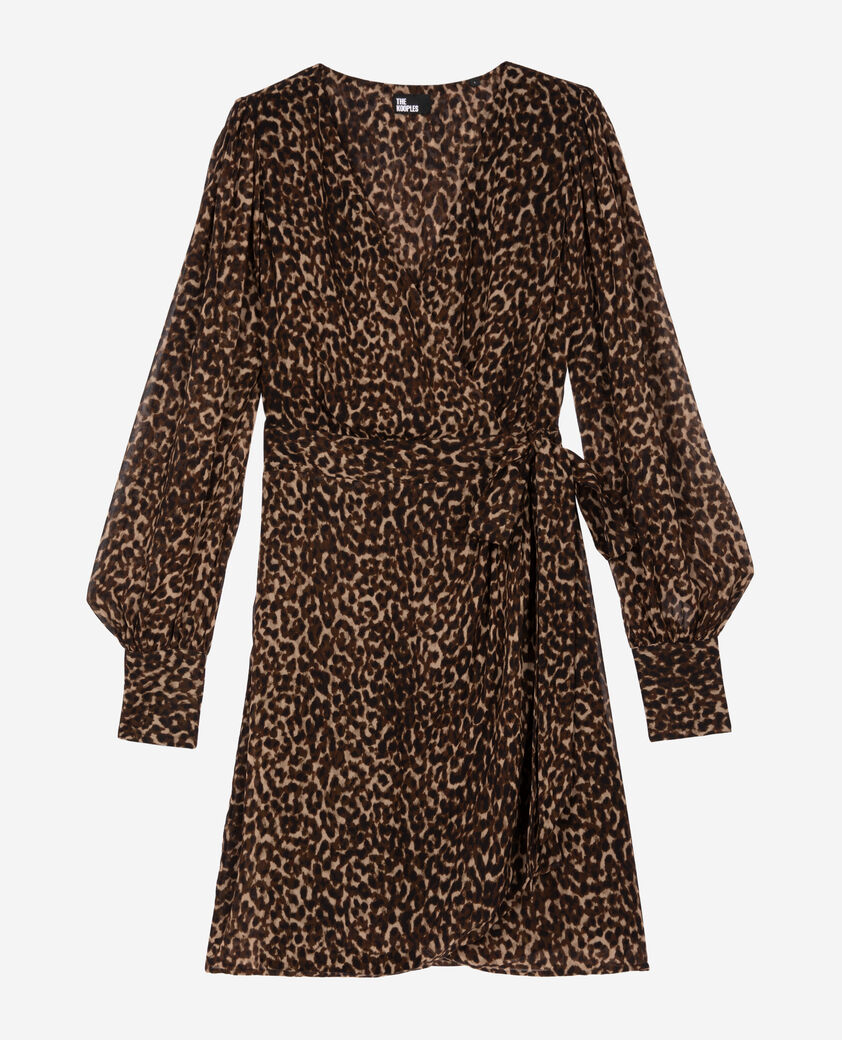 The Kooples FEMME LEOPARD robe portefeuille courte imprimé léopard