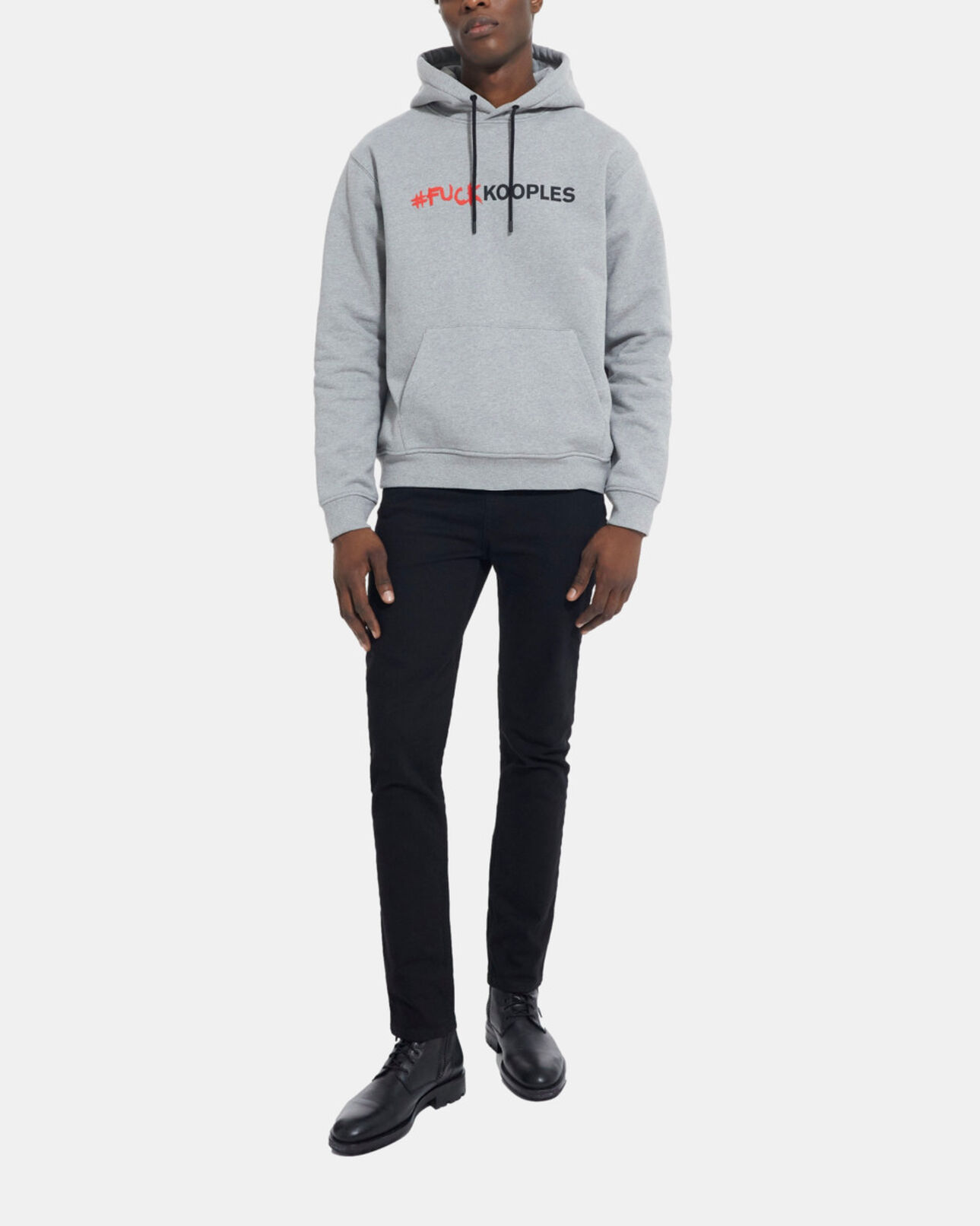The Kooples MEN GREY MELANGE gray sweatshirt with logo