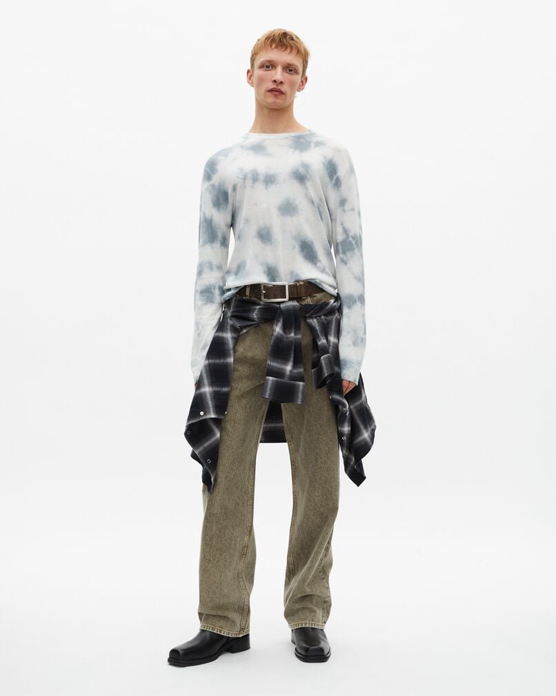The Kooples HOMME LIGHT BLUE/WHITE pull en laine mérinos tie and dye bleu