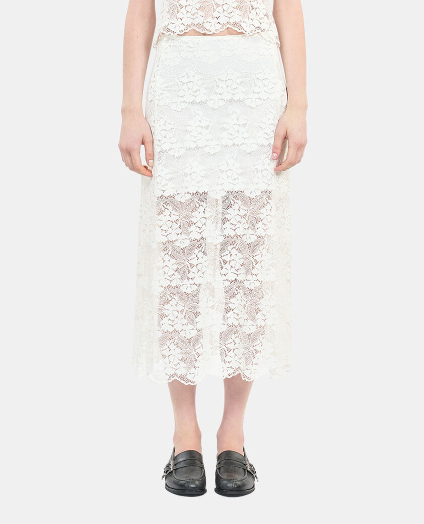 The Kooples FEMME ECRU jupe longue en dentelle écrue