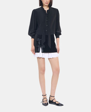 The Kooples FEMME BLACK chemise courte en soie noire