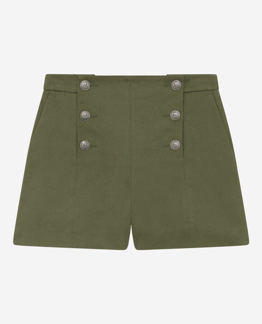 The Kooples F KAKI khaki double-breasted straight shorts