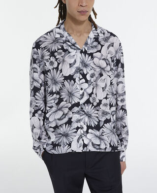 The Kooples HOMME BLACK WHITE chemise col hawaïen à fleurs