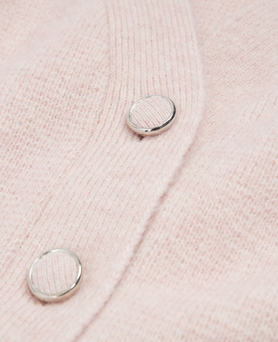cropped pink wool cardigan with pockets