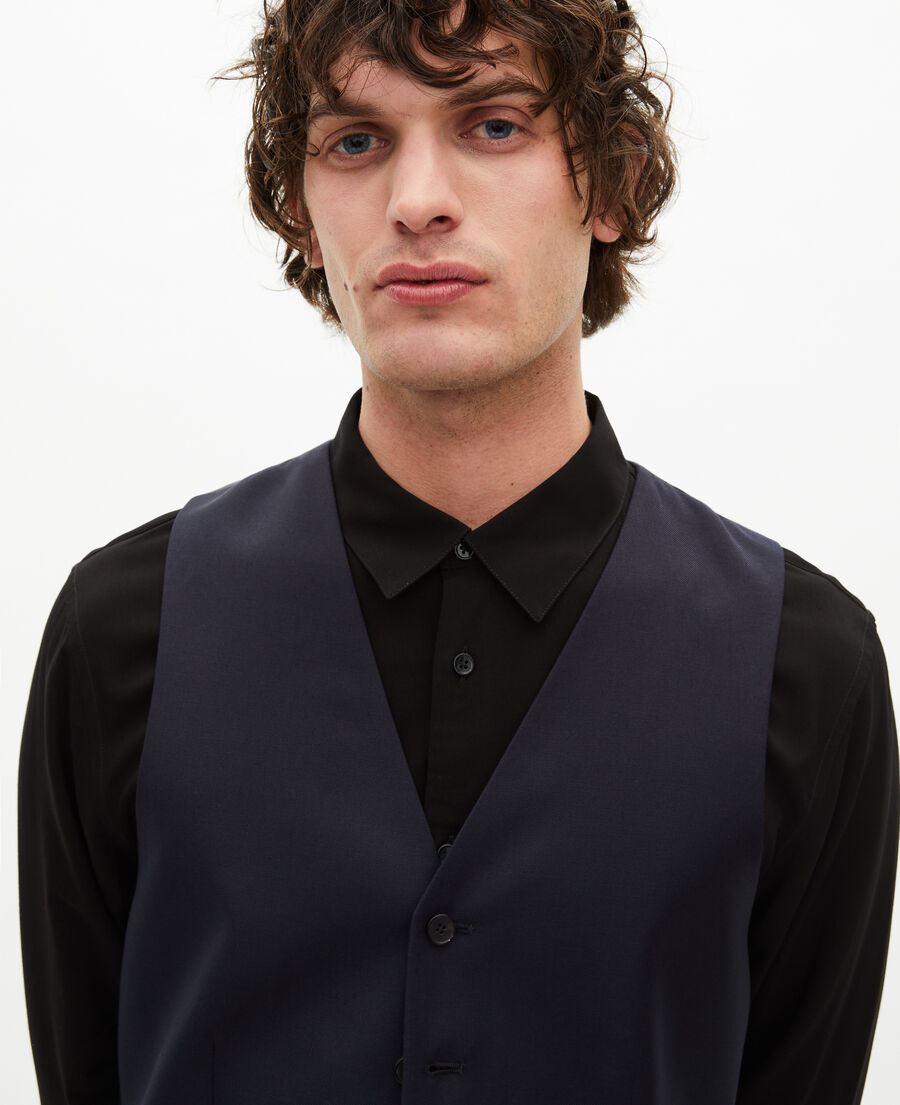 The Kooples HOMME DARK NAVY gilet de costume en laine bleu marine