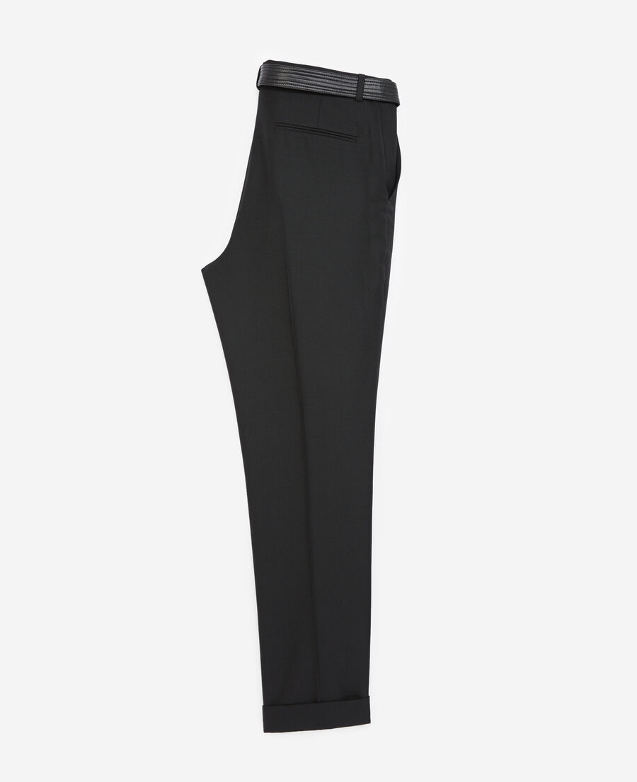 The Kooples H BLACK black suit trousers in wool with belt