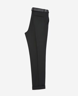 The Kooples H BLACK black suit trousers in wool with belt