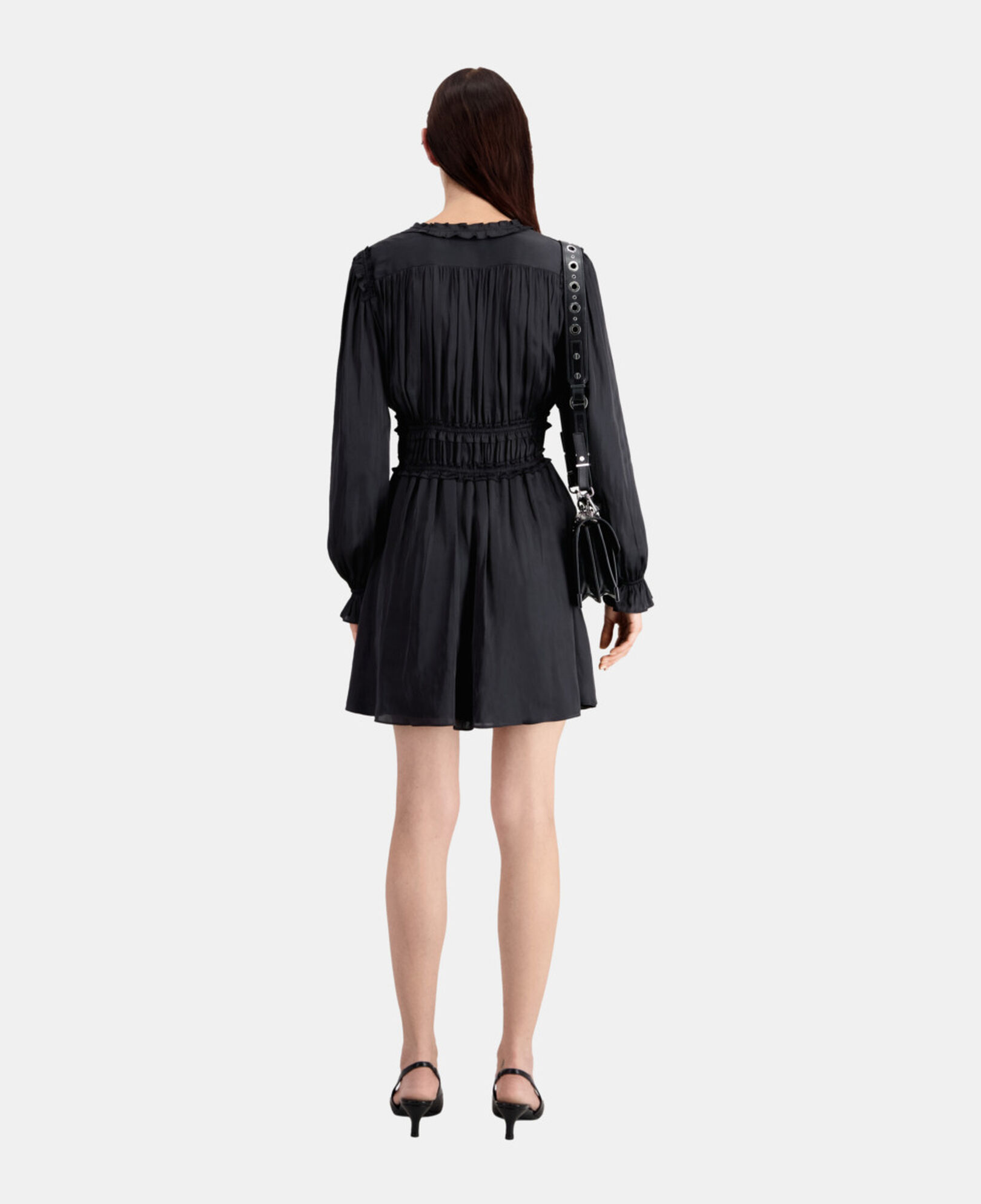The Kooples FEMME BLACK robe courte noire avec fronces