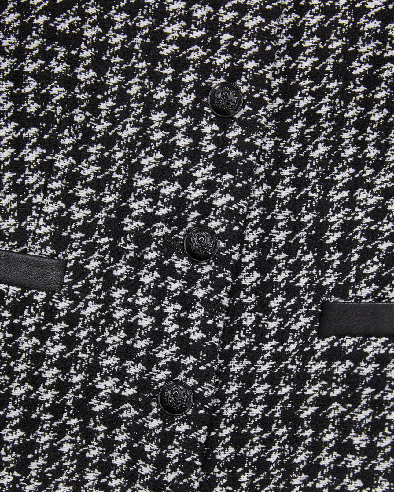 The Kooples WOMEN BLACK WHITE short black tweed jacket