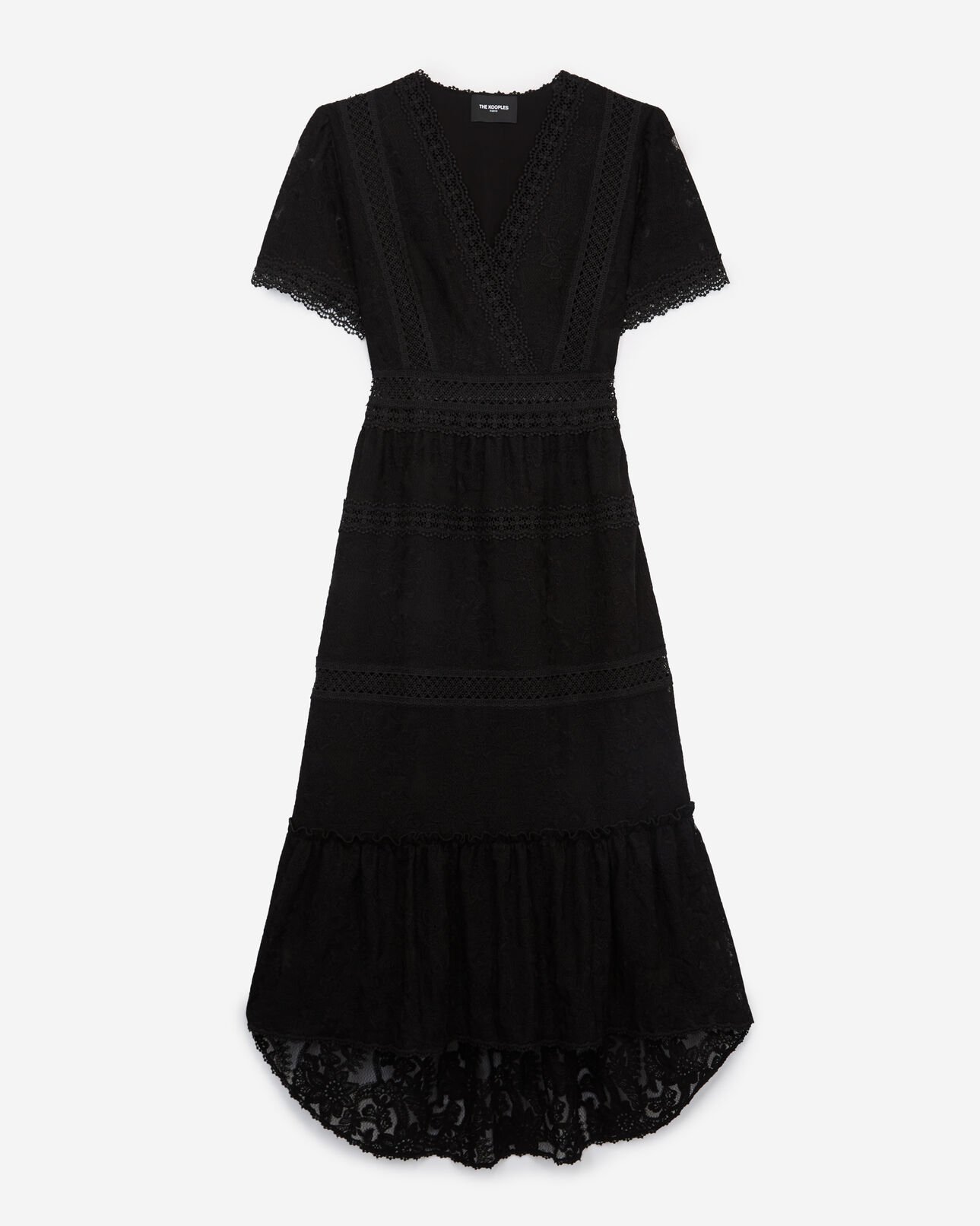 The Kooples FEMME BLACK robe longue en dentelle noire