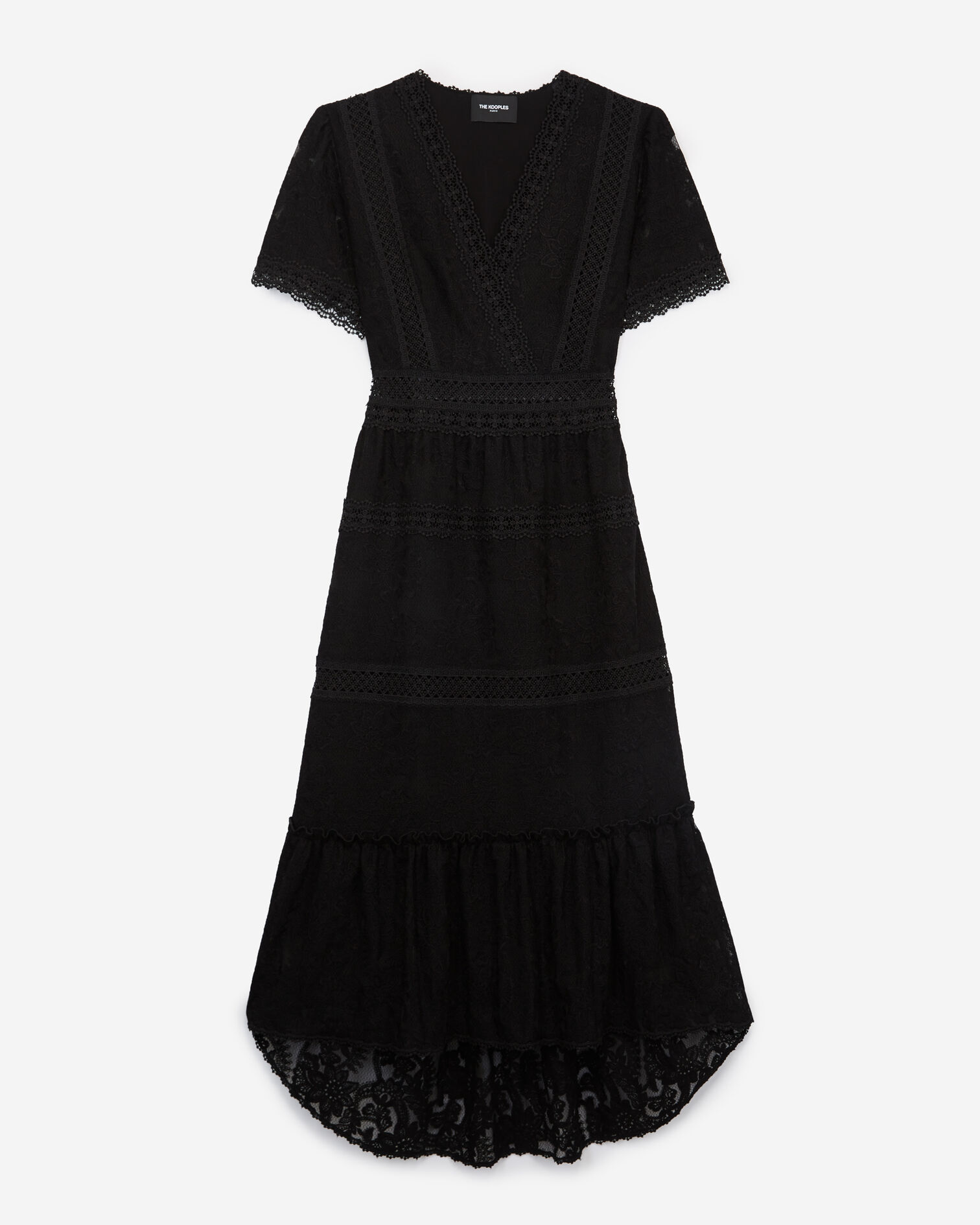 Robe longue en dentelle noire, BLACK, hi-res image number null