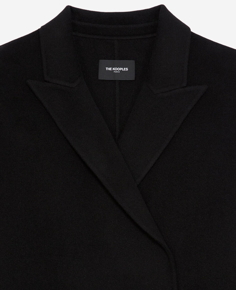 oversized double-faced black wool coat