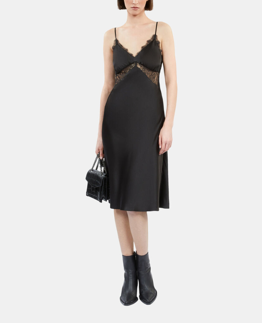 The Kooples F BLACK short black silk slip dress
