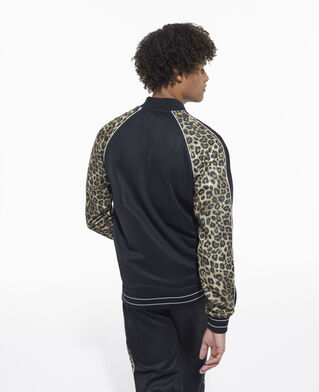 The Kooples HERREN BLACK / LEOPARD sweatshirt mit reißverschluss und leopardenmuster