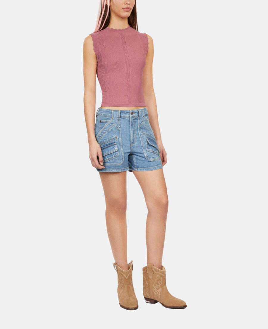 The Kooples F PINK WOOD lilac openwork knit top