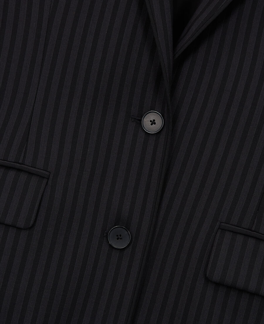 The Kooples WOMEN BLACK GREY striped wool suit jacket