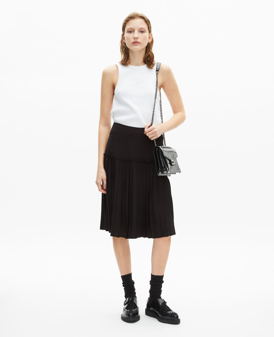 The Kooples WOMEN BLACK black pleated midi skirt