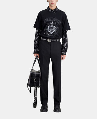 The Kooples HERREN BLACK-ECRU schwarze anzughose mit streifen