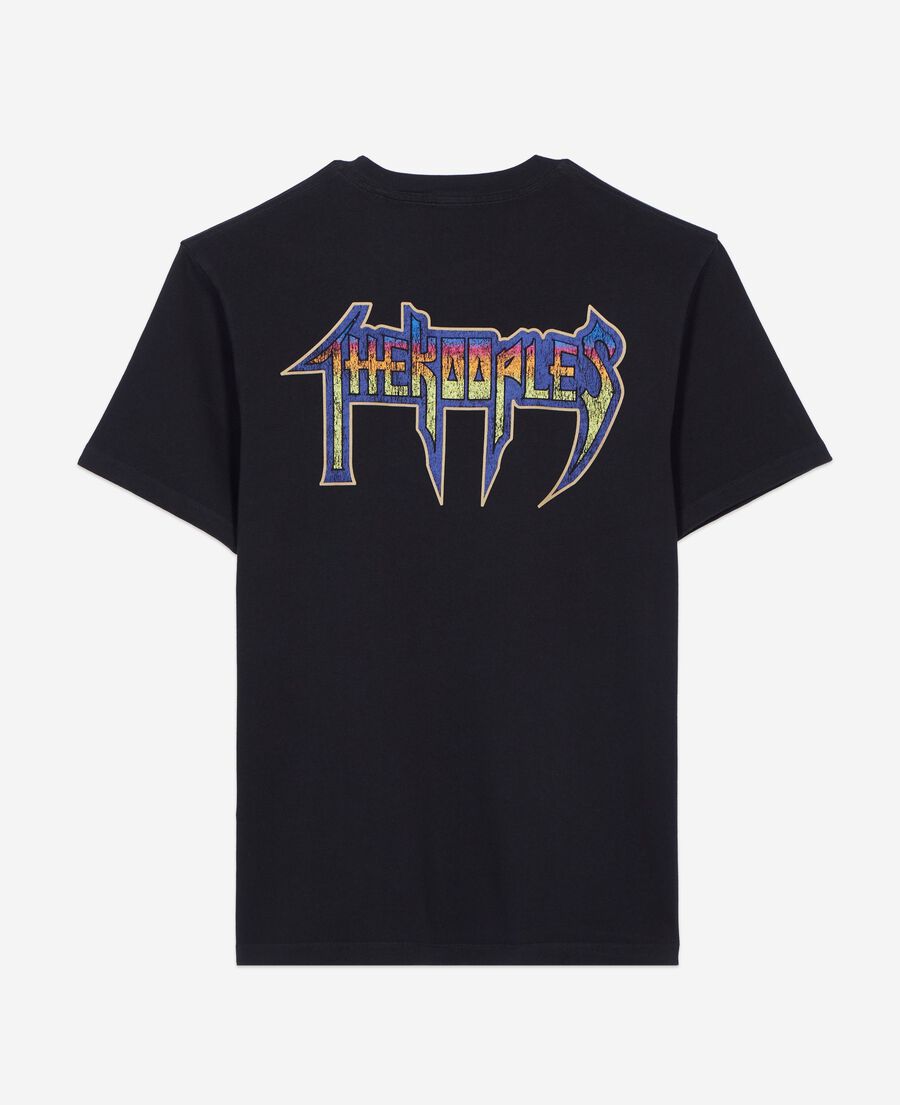 The Kooples MEN BLACK WASHED black screen-printed t-shirt