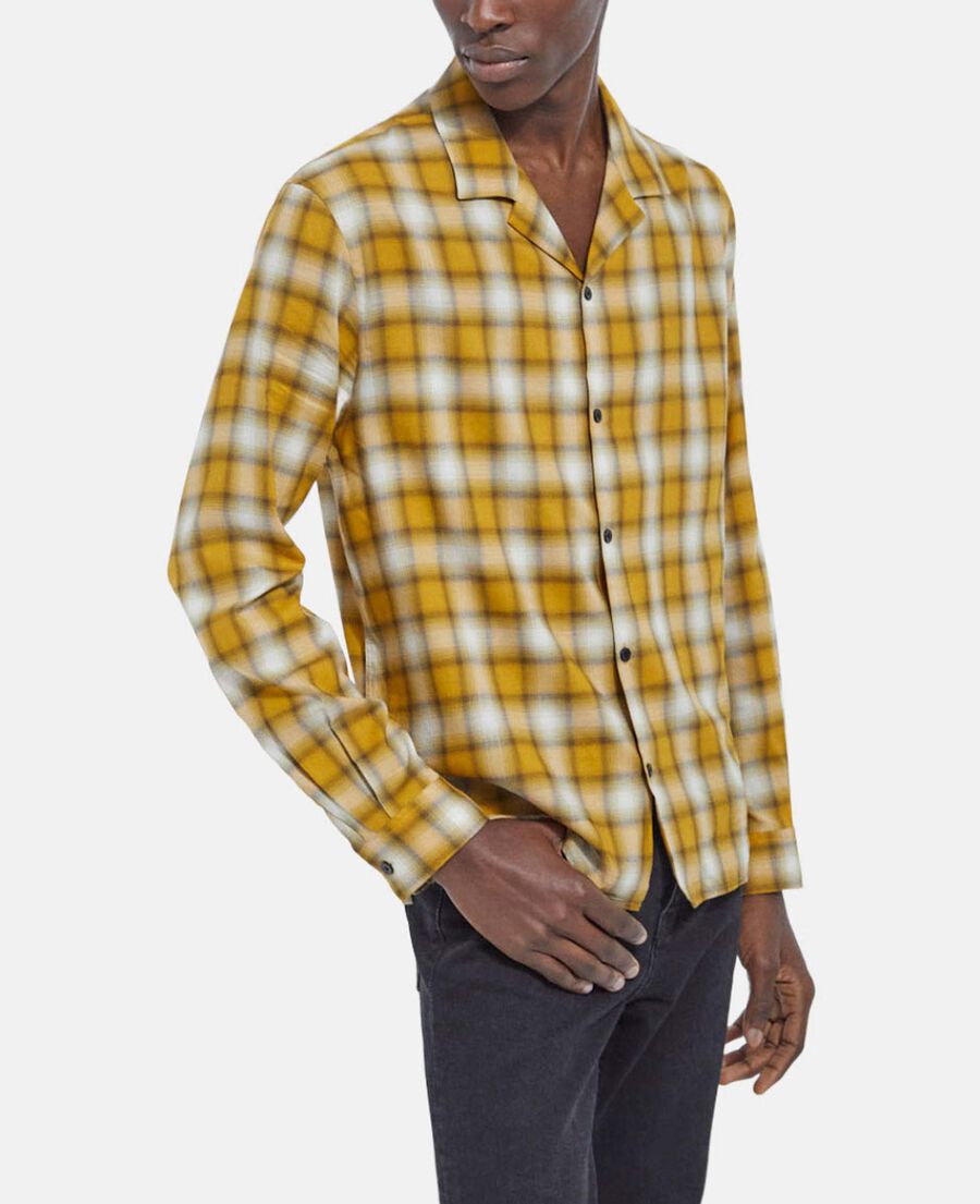 yellow cotton shirt with contrasting motif