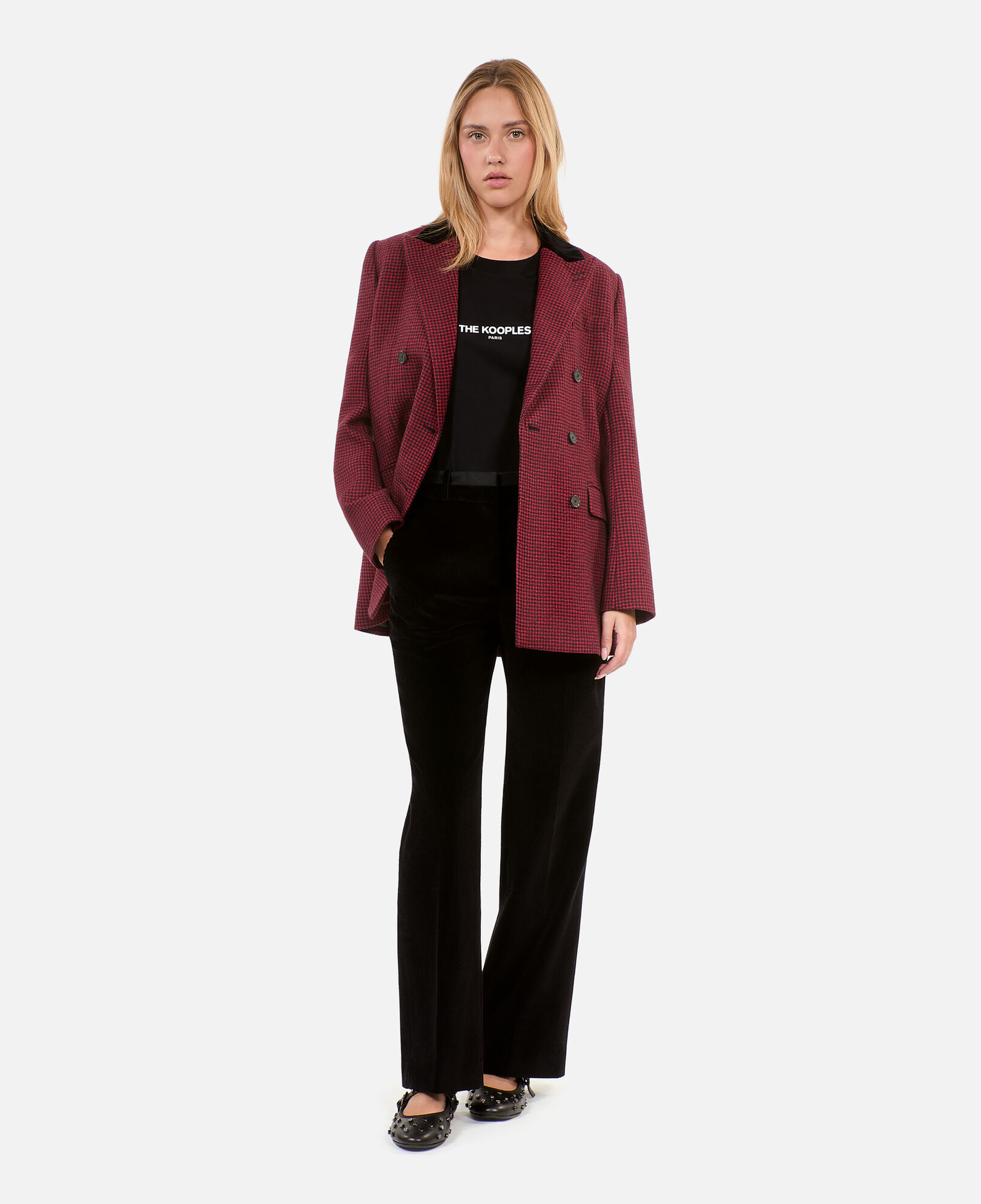 The Kooples MUJER BLACK pantalones rectos de pana negra de sastre