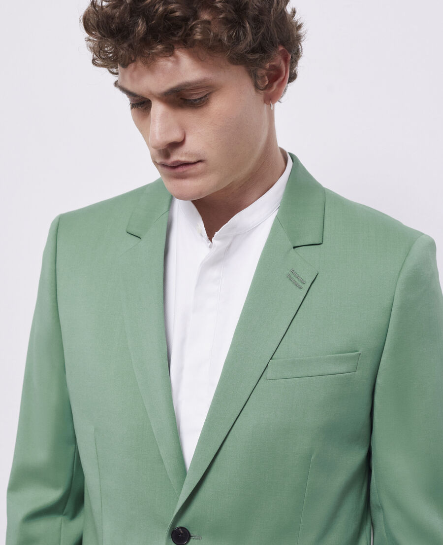 green wool suit jacket