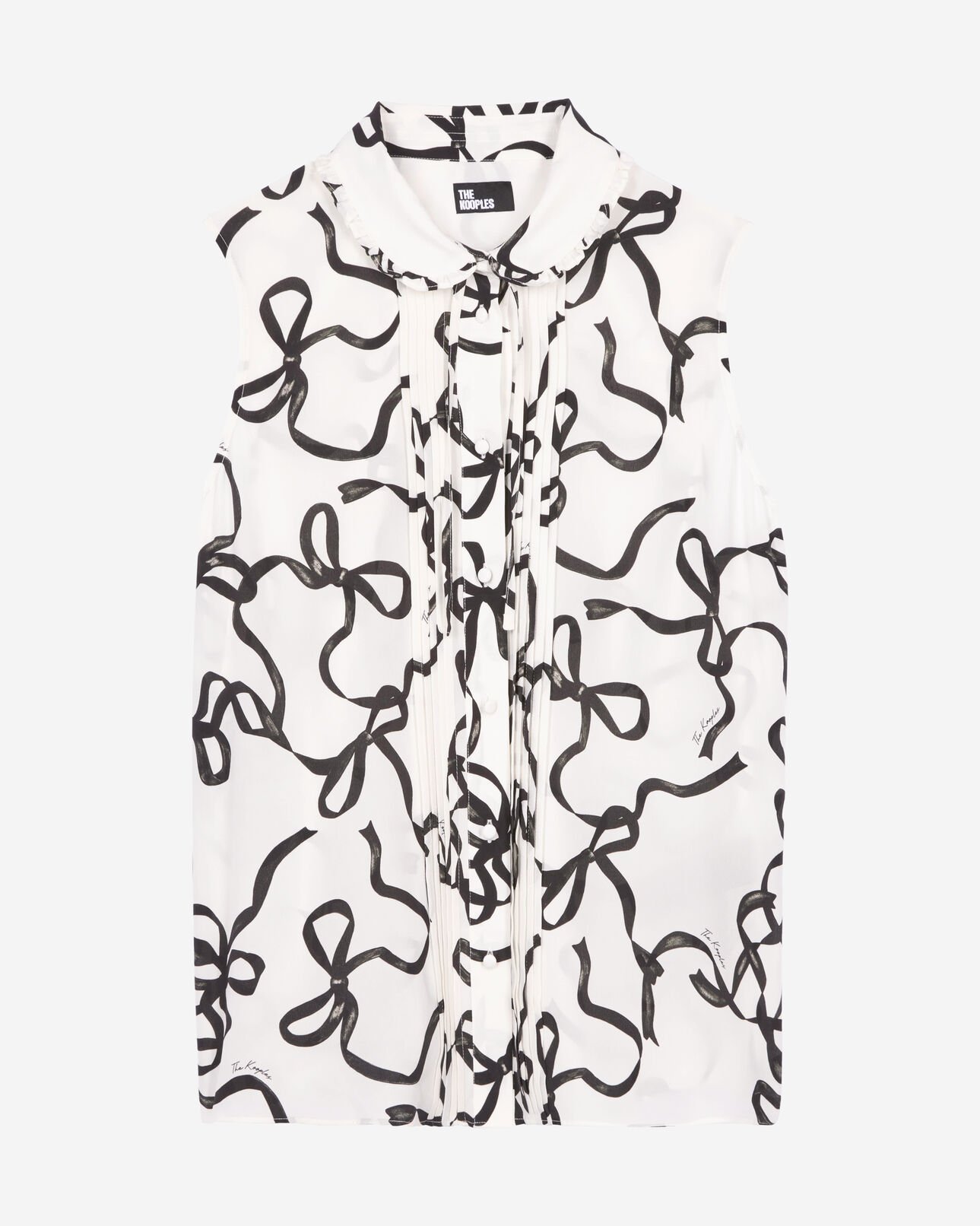 The Kooples FEMME WHITE / BLACK chemise en soie imprimé rubans