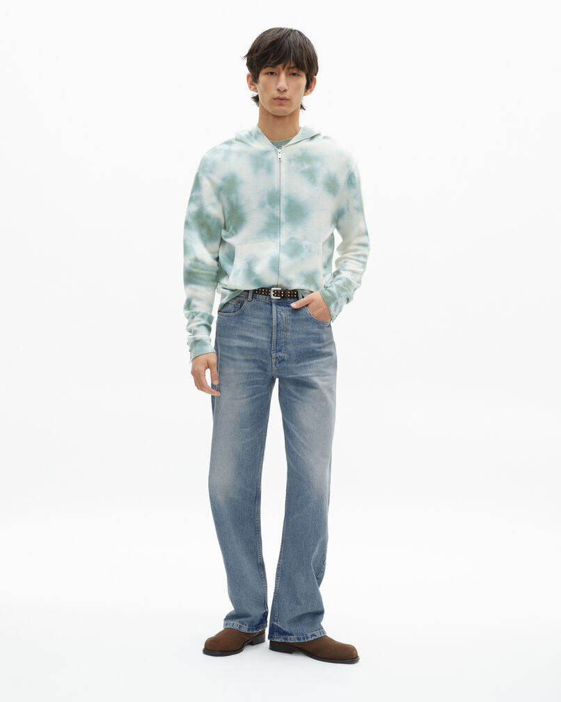 The Kooples MEN KAKI / WHITE merino wool tie and dye khaki cardigan