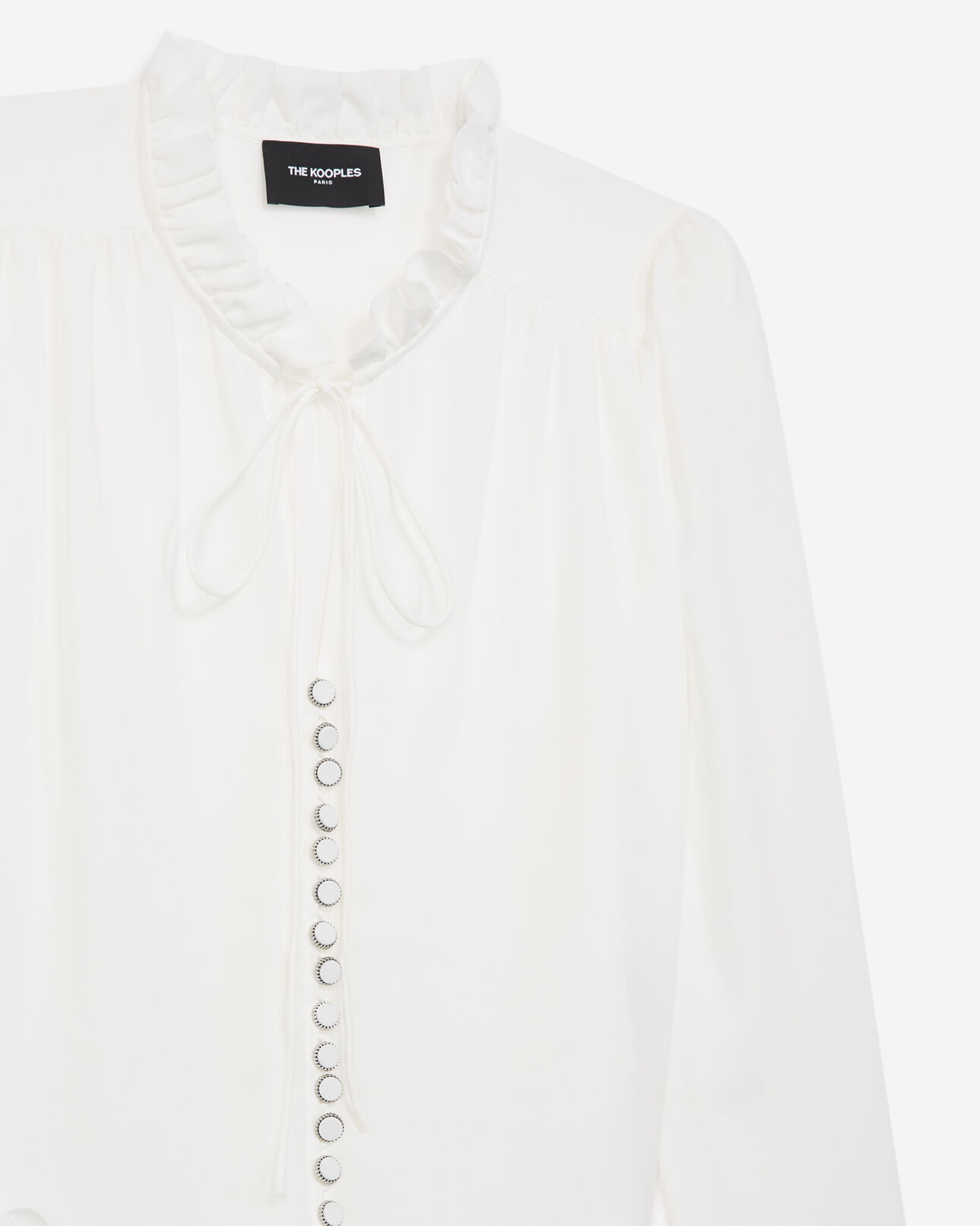 The Kooples DAMEN ECRU fließendes ecrufarbenes hemd mit volants