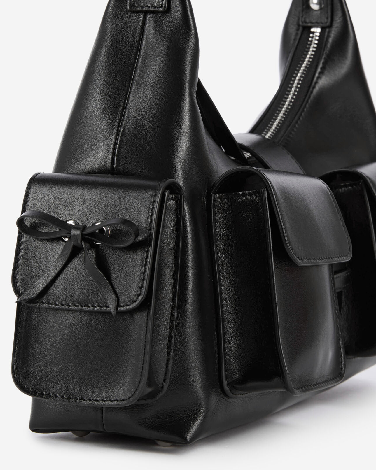 The Kooples WOMEN BLACK black smooth leather amelia bag