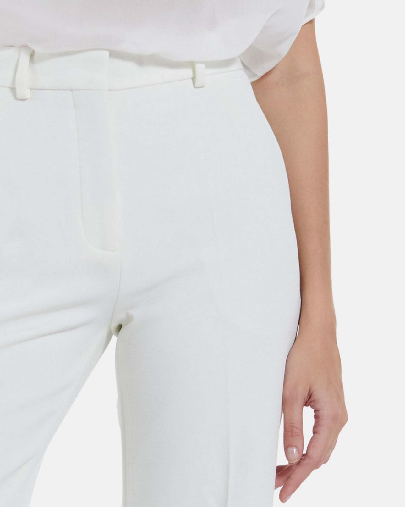 The Kooples WOMEN ECRU straight ecru pants in crepe fabric