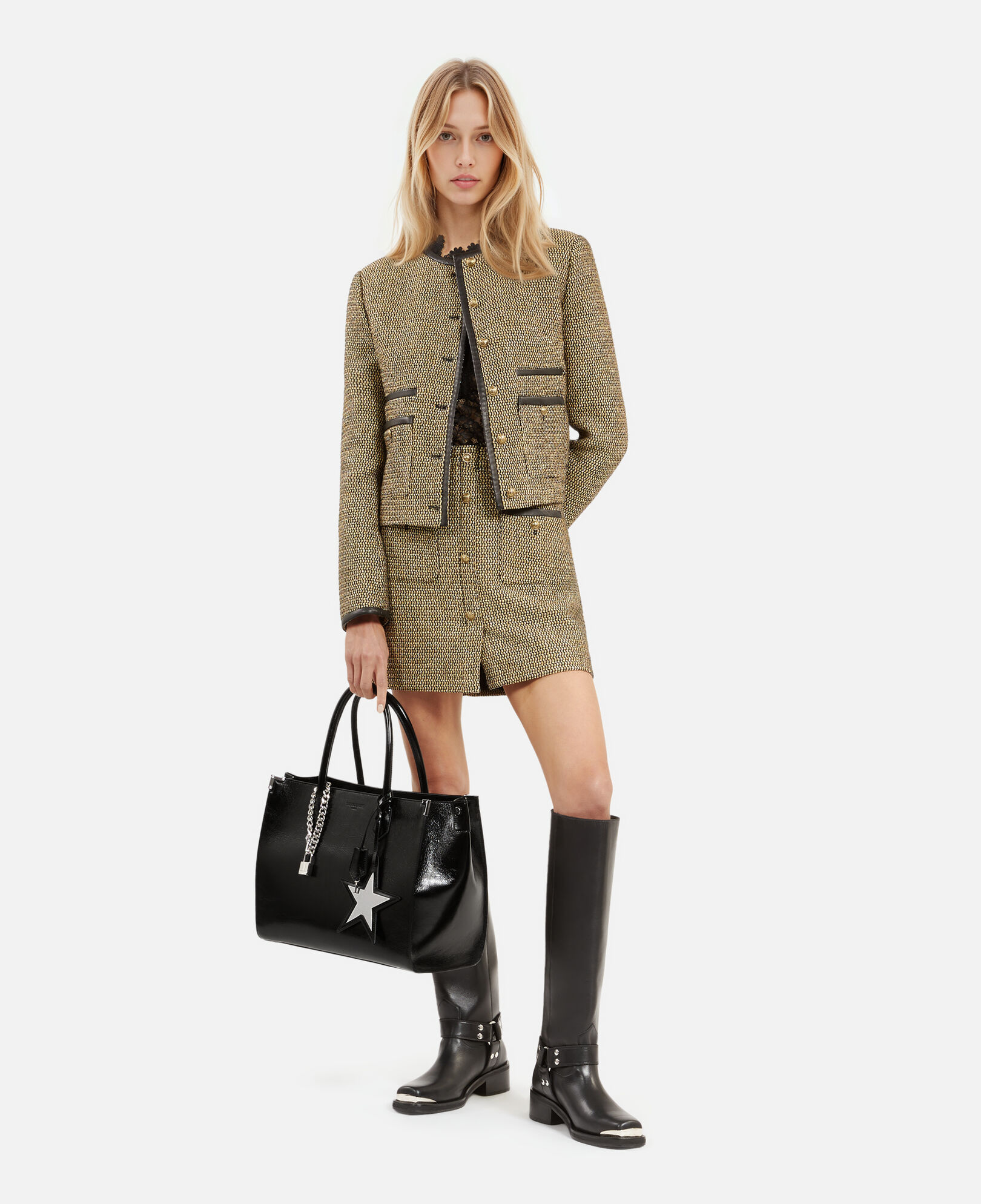 The Kooples DAMEN BLACK schwarze ming tasche aus leder