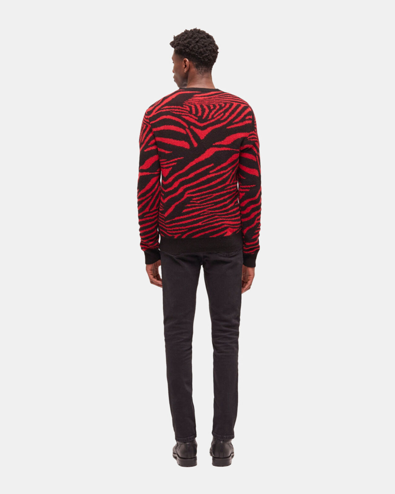 The Kooples HERREN BLACK - RED roter wollpullover mit print