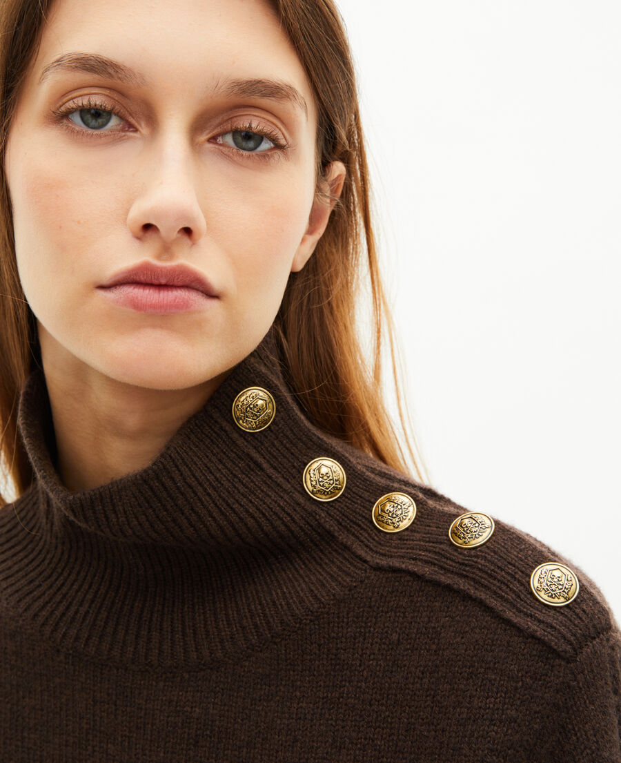 The Kooples FEMME BROWN robe courte en laine marron