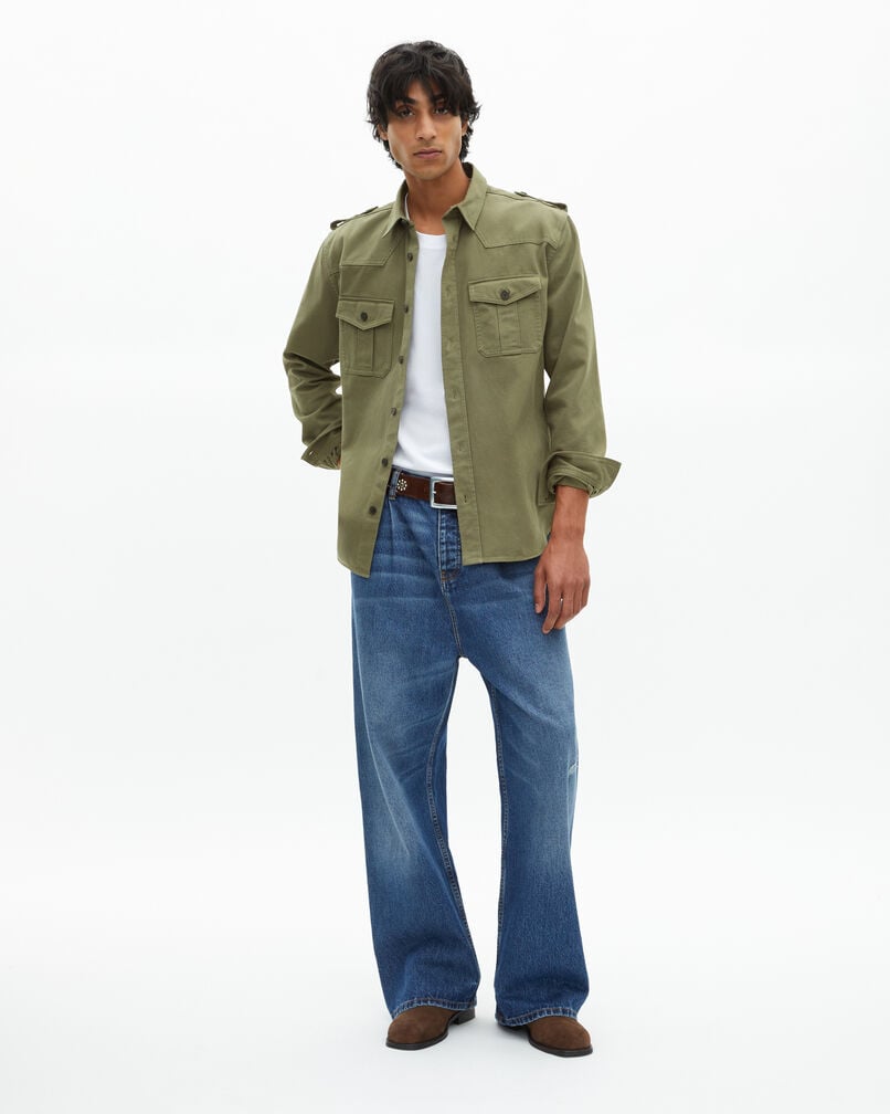 The Kooples MEN OLIVE NIGHT khaki officer style overshirt