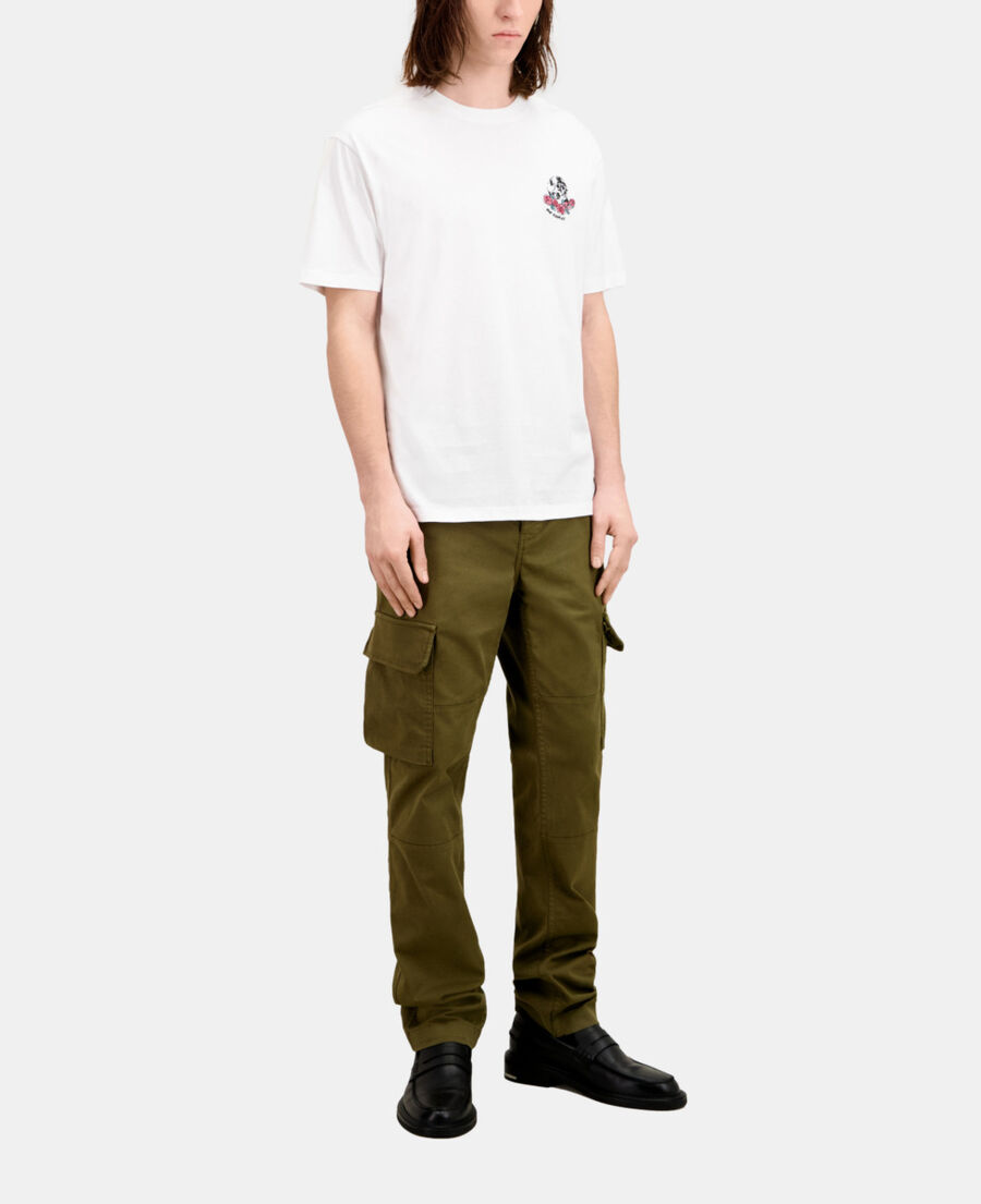 The Kooples MEN WHITE men's white t-shirt with vintage skull embroidery