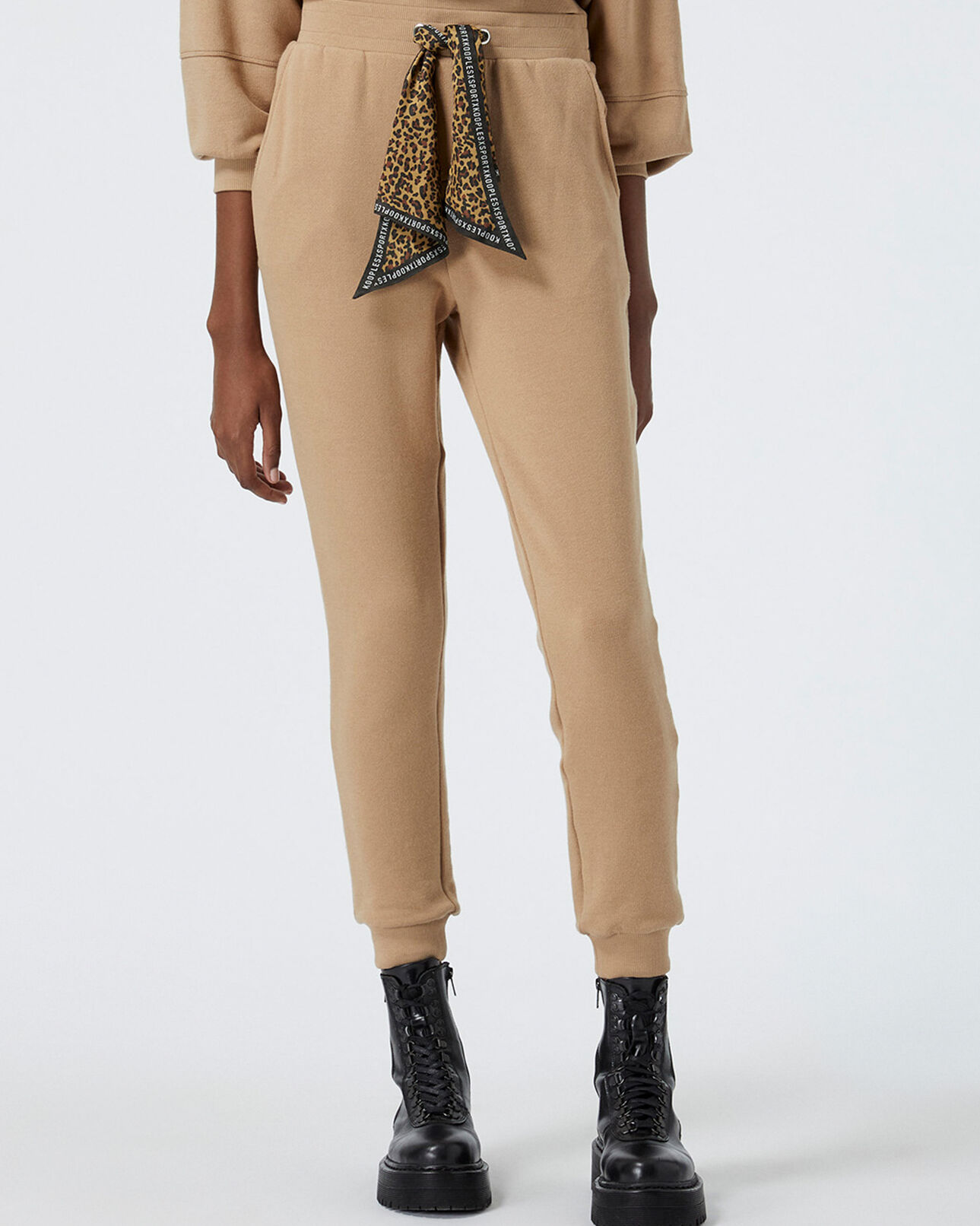 The Kooples MUJER CAMEL chándal camel con bufanda de cordón