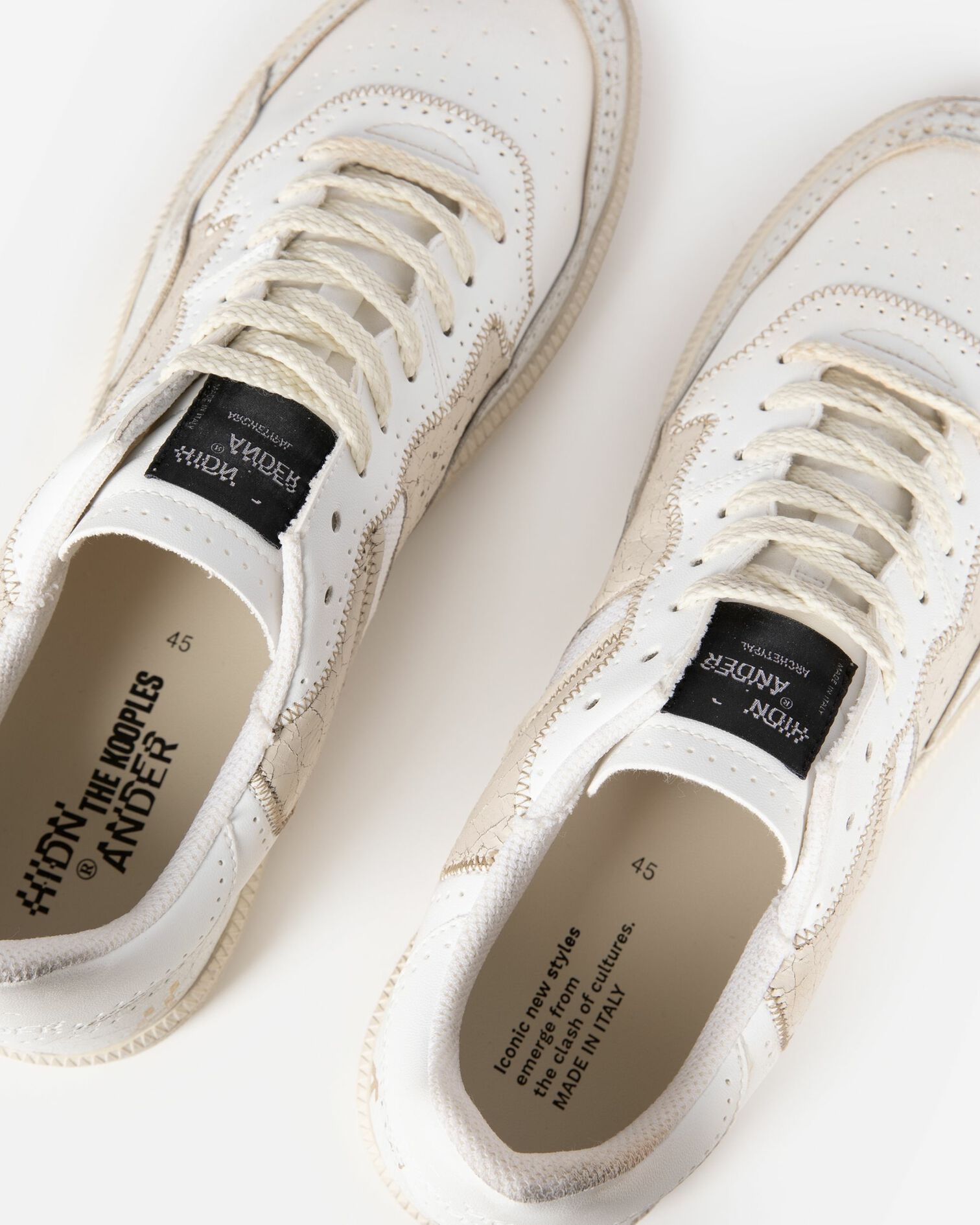 The Kooples X Hidn-Ander ecru low-top sneakers, ECRU, hi-res image number null